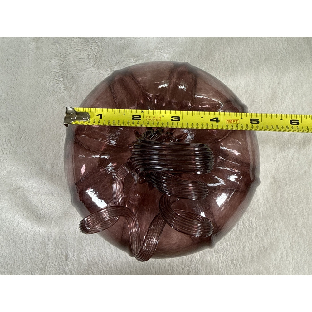 Art Glass Purple Pumpkin Figurine 6” Hand Blown Decorative Fall Harvest Home - Picture 10 of 12